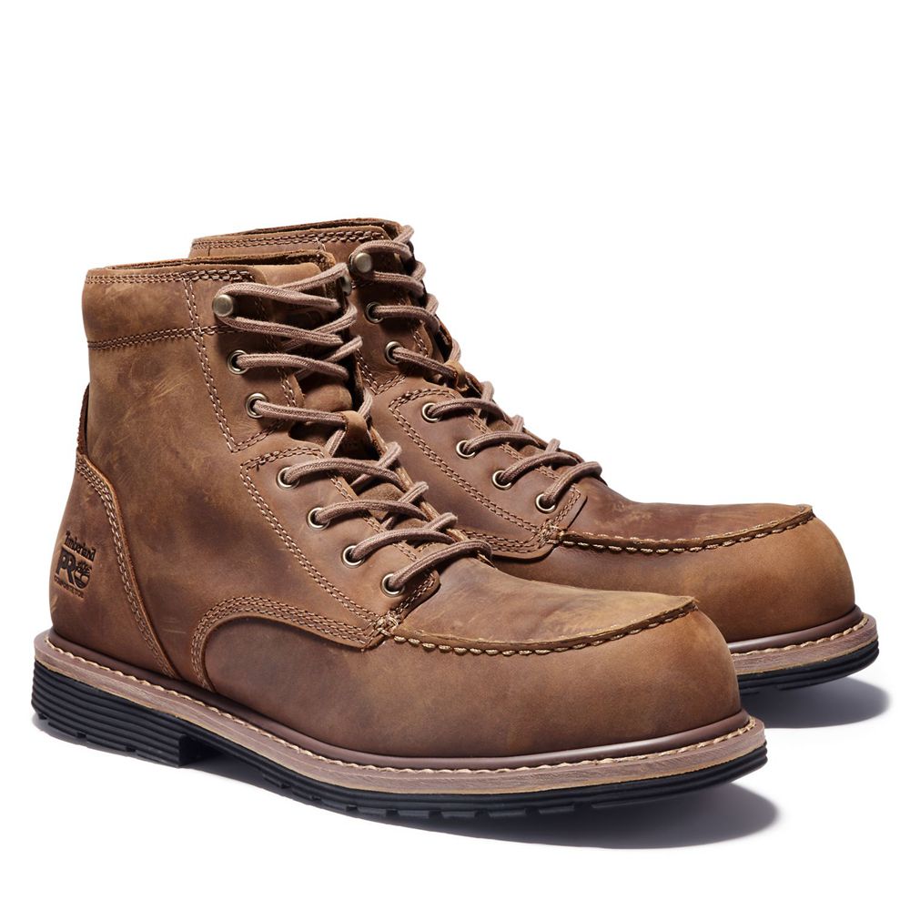 Timberland Pro Μποτακια Ανδρικα Καφε - Millworks 6\" Moc Comp Toe - Greece 7316295-HI